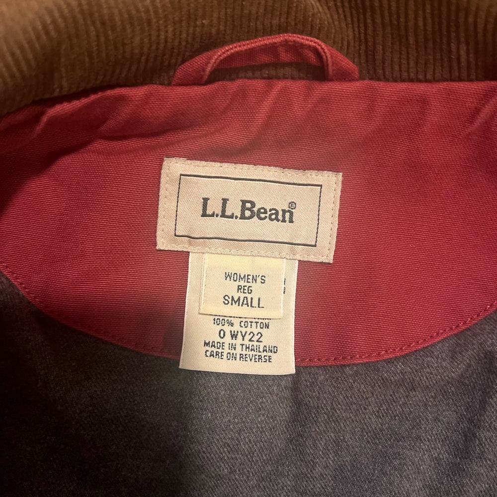 L.L. Bean Red Chore Jacket with Brown Corduroy Collar - Picture 5 of 6